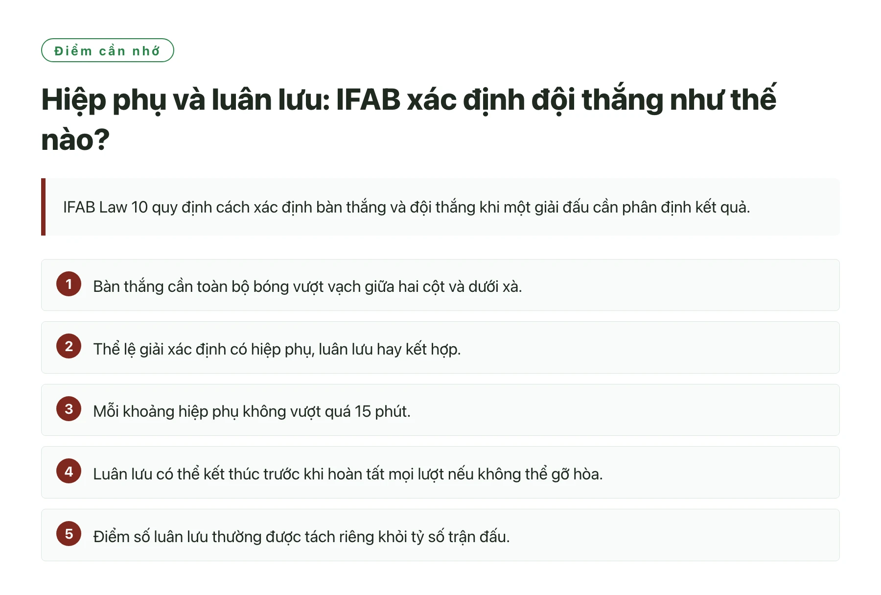 Hiệp phụ và luân lưu: IFAB xác định đội thắng như thế nào?——全文要点速览